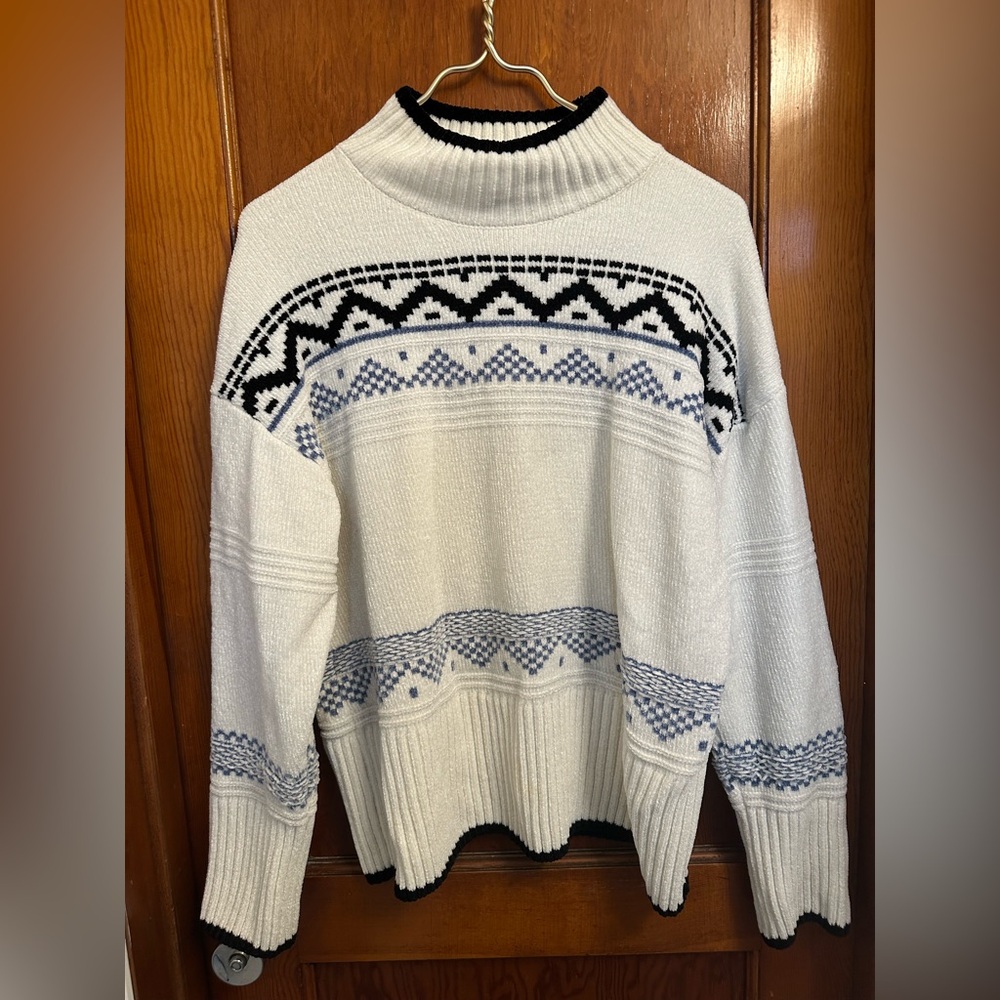 Christian Siriano fair isle holiday sweater women’s size LARGE mock neck